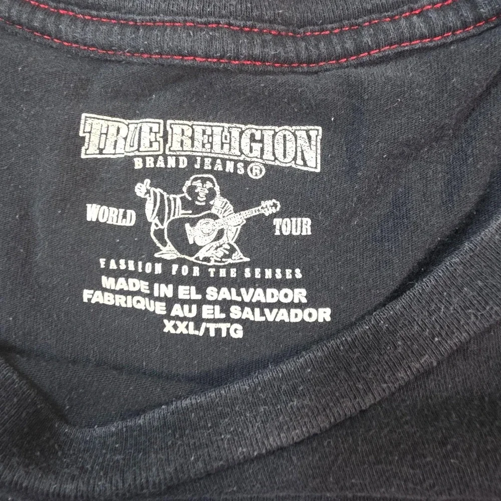 True Religion Shirt Mens 2XL Black Horseshoe Logo Graphic Tee T-Shirt Top